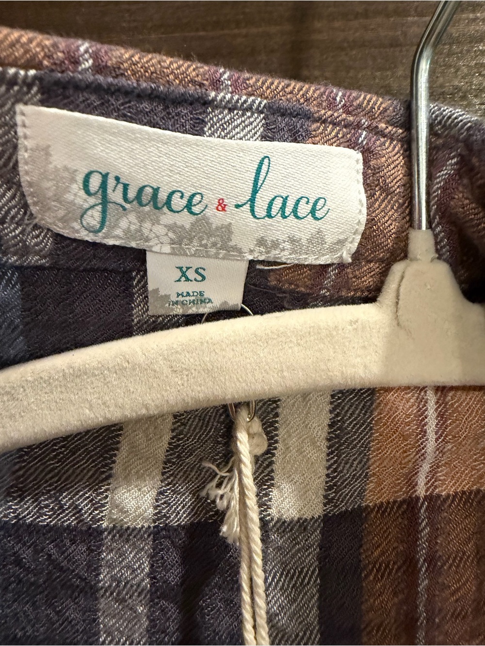Grace & Lace Plaid Button-Down Shirt in Blue, Brown, Red - Picture 2 of 2